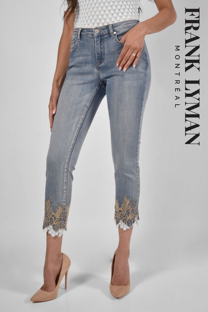 Embroidered Hem Jeans