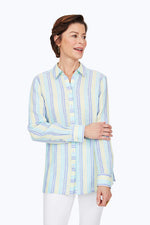 Stripes & Checks Linen Blouse