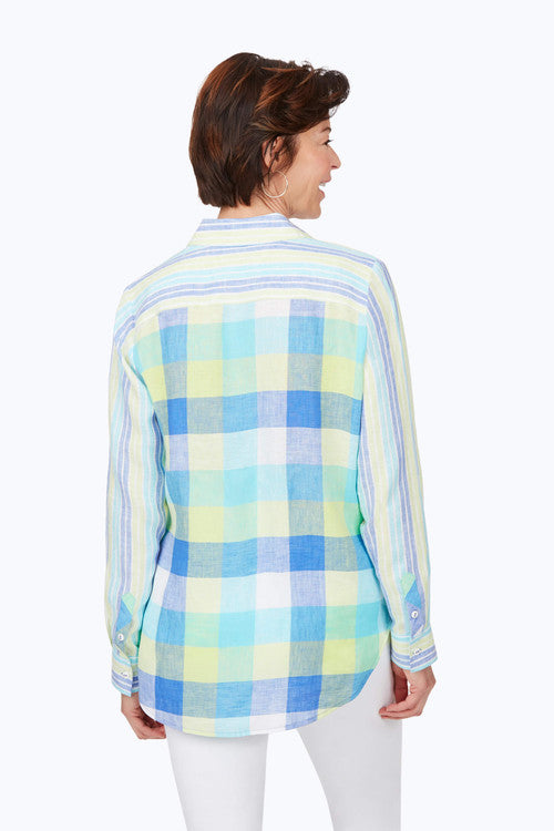 Stripes & Checks Linen Blouse