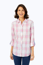 Crinkle Summer Plaid Blouse