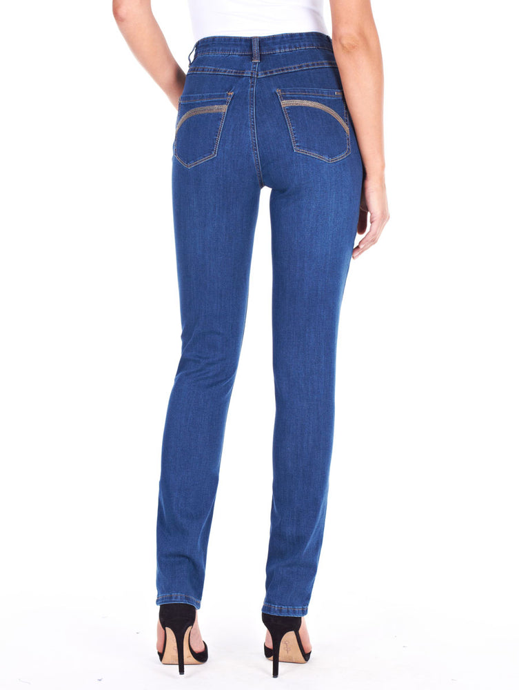 Light indigo supreme denim, Suzanne slim leg, back view