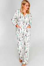 woman in white long pj set sip sip hooray shop Pazazz women's clothes online 